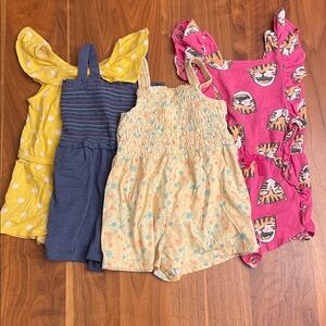 GAP Kids Floral and Tiger Print Romper Set - Blue, Cream, Pink